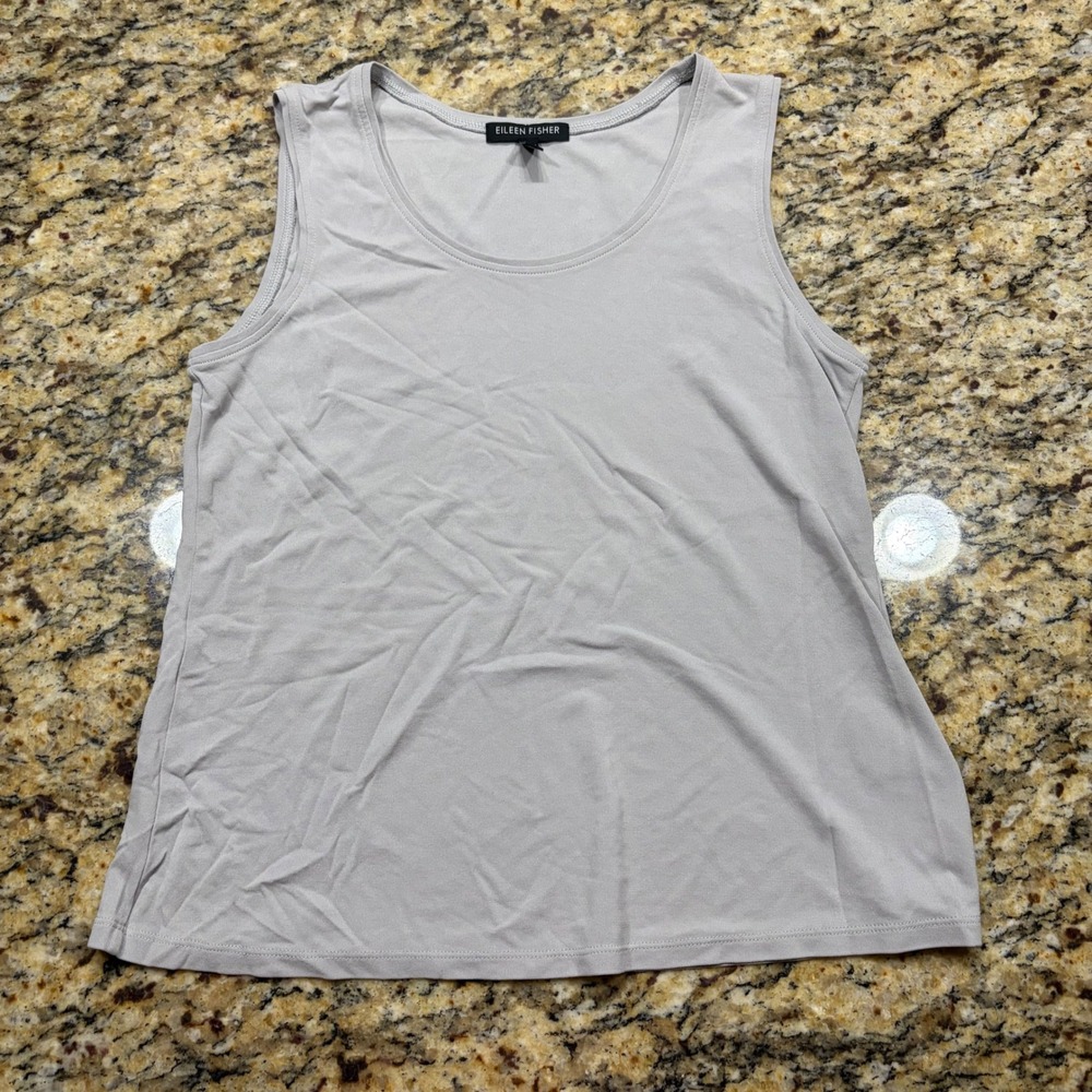 Eileen Fisher Womens XS Light Gray Scoop Neck Sleeveless Tank Top Layering ws